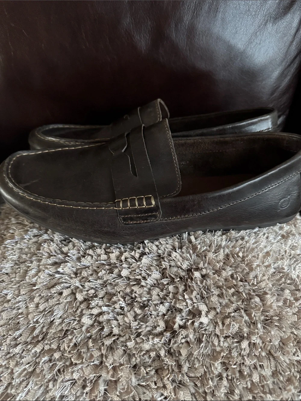 Born Dark Brown Leather Penny Loafers